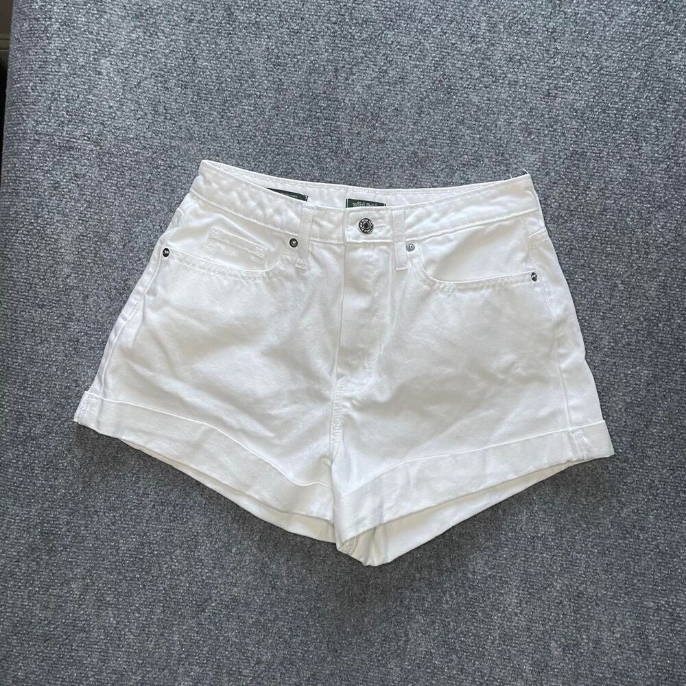 Basic white denim high rise mom shorts